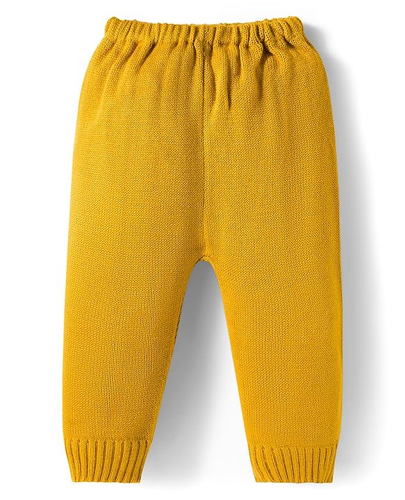 Babyhug Knit Full Sleeves Pullover Sweater Set with Color Block - Yellow