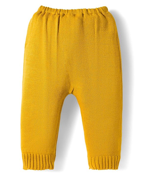 Babyhug Knit Full Sleeves Pullover Sweater Set with Color Block - Yellow