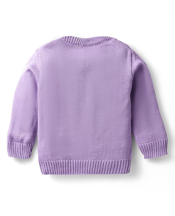 Babyhug Knit Full Sleeves Pullover Sweater Set with Cable Knit Design - Lavender
