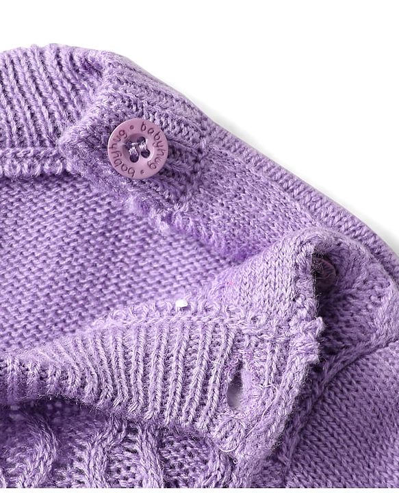 Babyhug Knit Full Sleeves Pullover Sweater Set with Cable Knit Design - Lavender