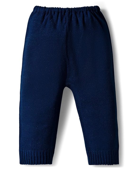 Babyhug Knit Full Sleeves Pullover Sweater Set with Snowman Design - Navy Blue