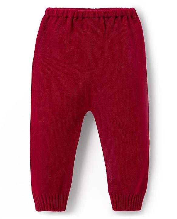 Babyhug Knit Full Sleeves Pullover Sweater Set with Aztec Design - Red