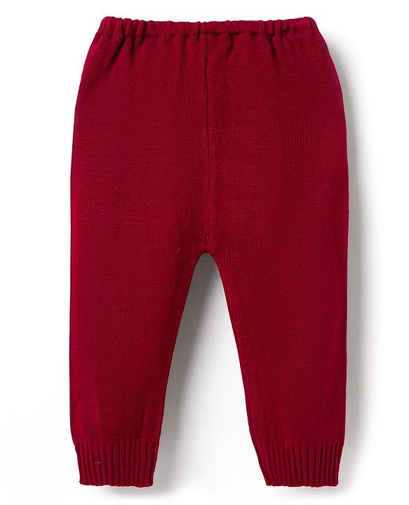 Babyhug Knit Full Sleeves Pullover Sweater Set with Aztec Design - Red