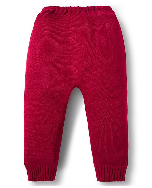 Babyhug Knit Full Sleeves Pullover Sweater Set with Stripes - Maroon