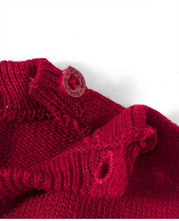 Babyhug Knit Full Sleeves Pullover Sweater Set with Stripes - Maroon