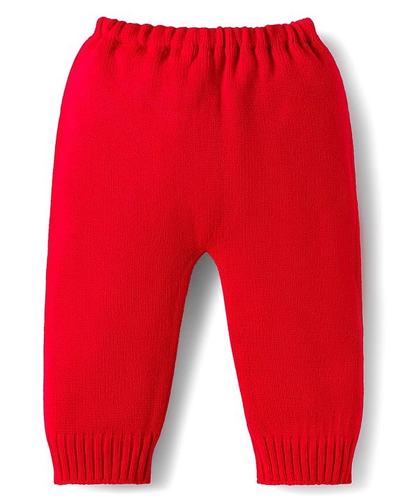 Babyhug Knitted Full Sleeves Sweater Set With Heart Design - Red