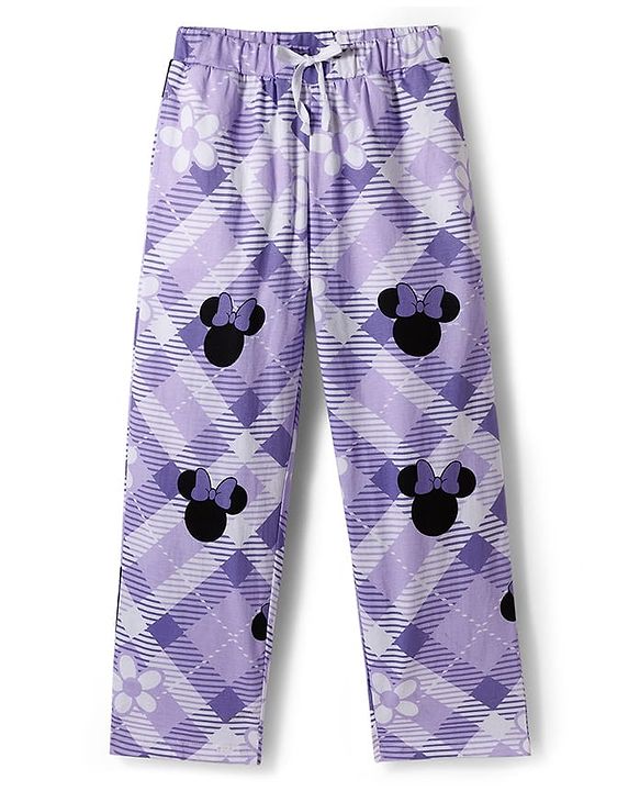 Pine Kids Disney Single Jersey Knit Full Sleeves Night Suit With Minnie Mouse Graphics - Lavender