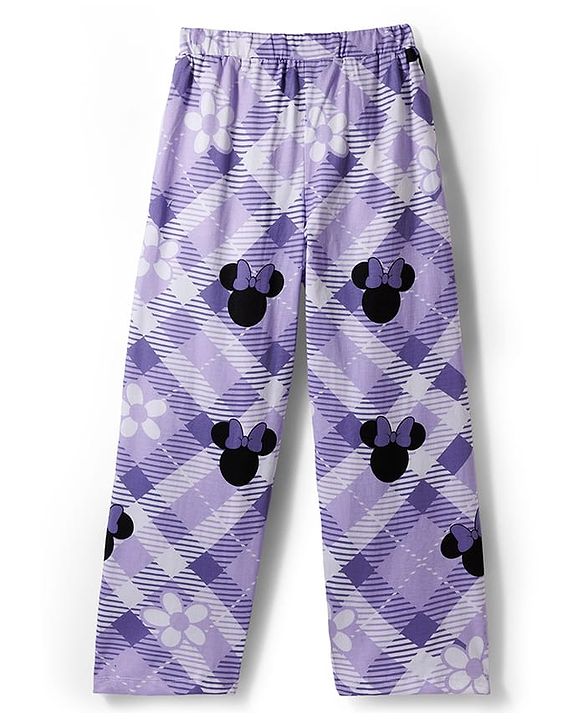 Pine Kids Disney Single Jersey Knit Full Sleeves Night Suit With Minnie Mouse Graphics - Lavender