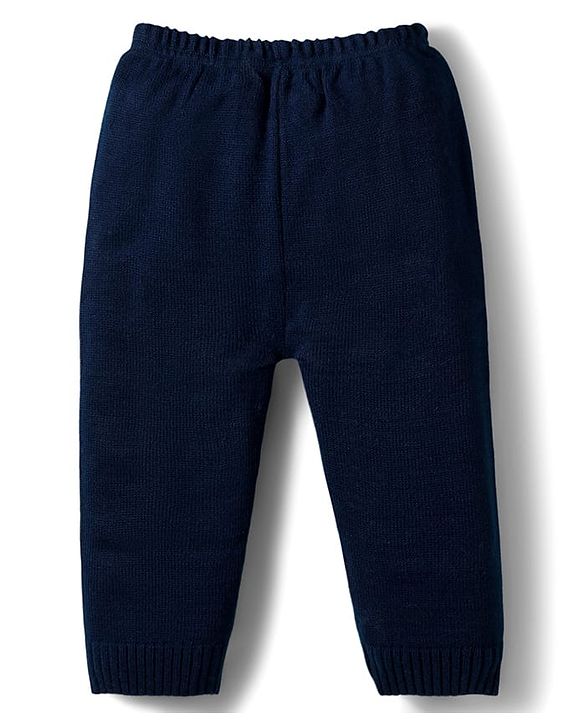 Babyhug Knit Full Sleeves Sweater Set With Stripes - Multicolour