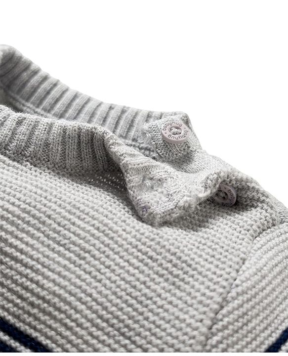Babyhug Knit Full Sleeves Sweater Set With Stripes - Multicolour