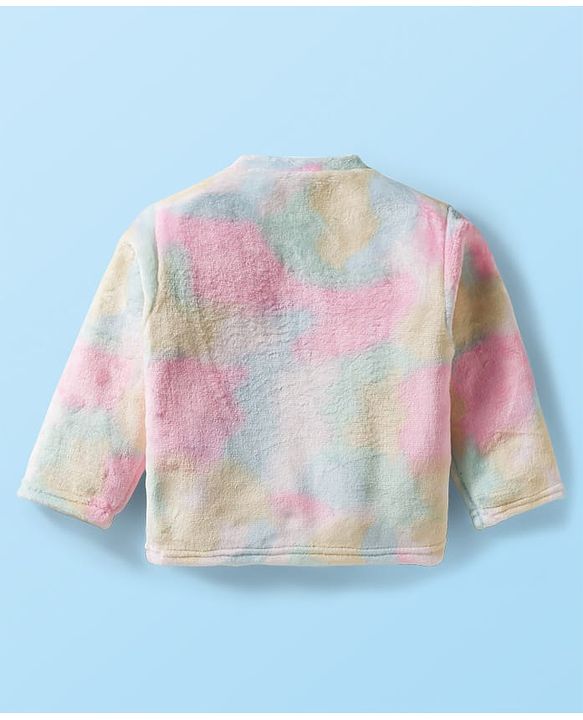 Babyhug Velour Knit Full Sleeves Co-ords Winter Wear Night Suit With Tie Dye Print - Multicolour