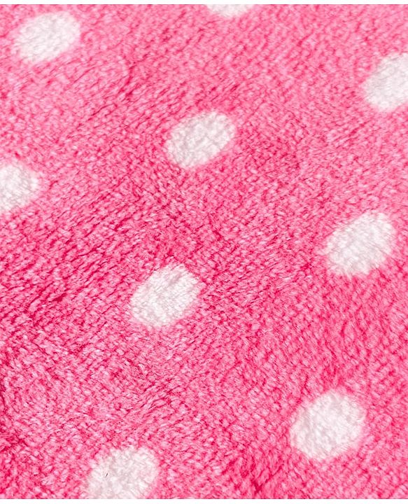 Babyhug Velour Knit Full Sleeves Co-ords Night Suit With Polka Dot Print - Pink