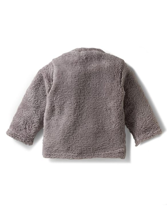 Babyhug Velour Knit Full Sleeves  Winter Wear Night Suit With Bear Embriodery - Grey