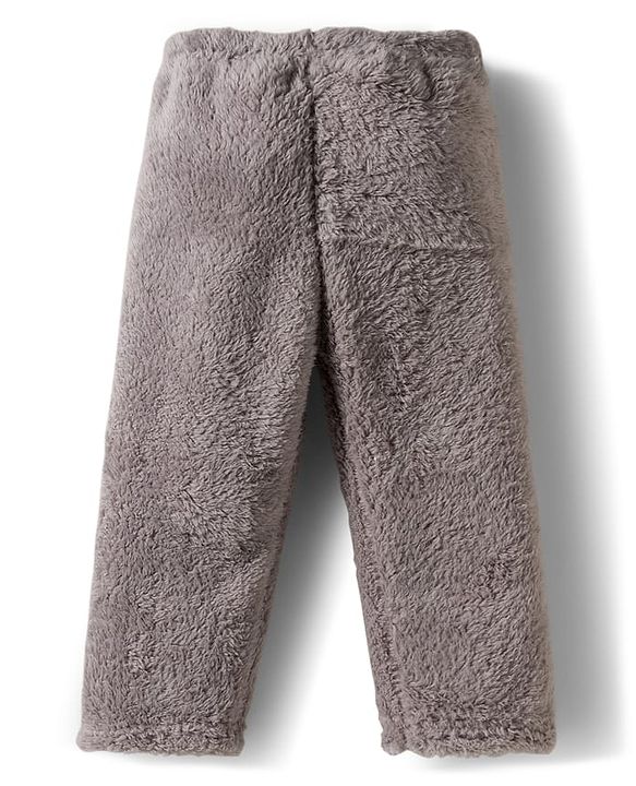 Babyhug Velour Knit Full Sleeves  Winter Wear Night Suit With Bear Embriodery - Grey