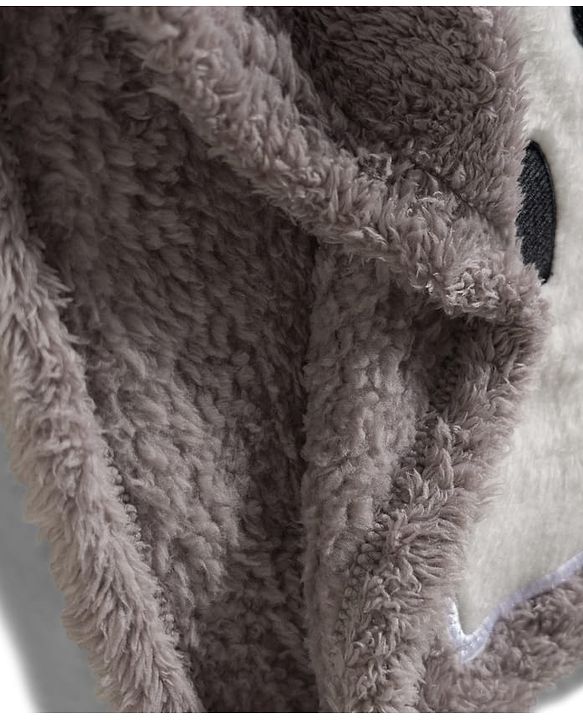 Babyhug Velour Knit Full Sleeves  Winter Wear Night Suit With Bear Embriodery - Grey