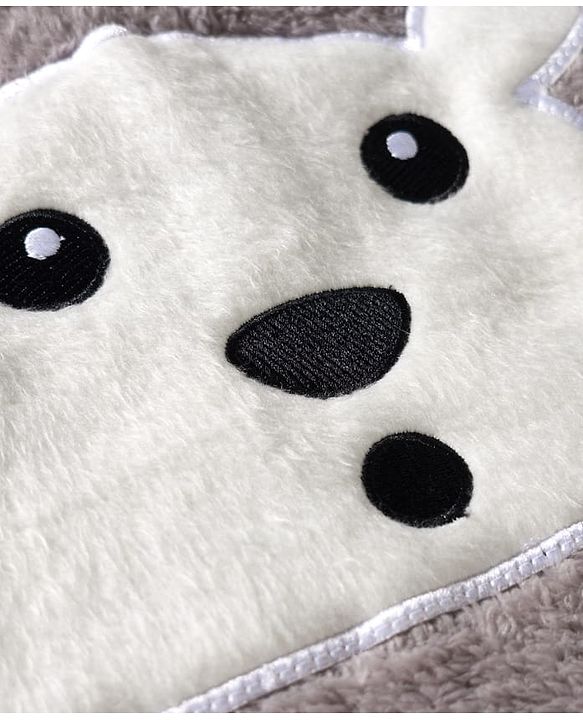 Babyhug Velour Knit Full Sleeves  Winter Wear Night Suit With Bear Embriodery - Grey