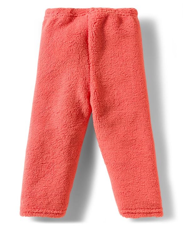 Babyhug Velour Knit Full Sleeves Winter Wear Night Suit With Floral Embroidery - Coral