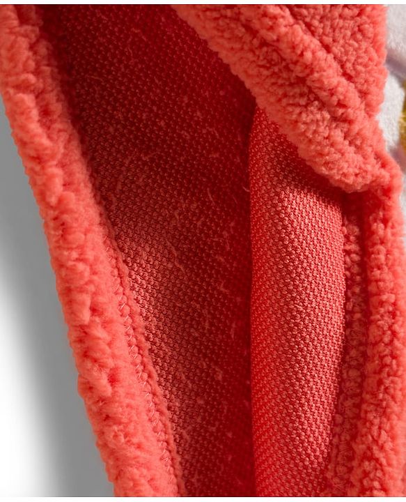 Babyhug Velour Knit Full Sleeves Winter Wear Night Suit With Floral Embroidery - Coral