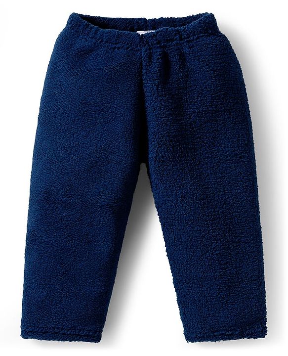 Babyhug Velour Knit Full Sleeves Winter Wear Night Suit With Animal Patch - Navy Blue