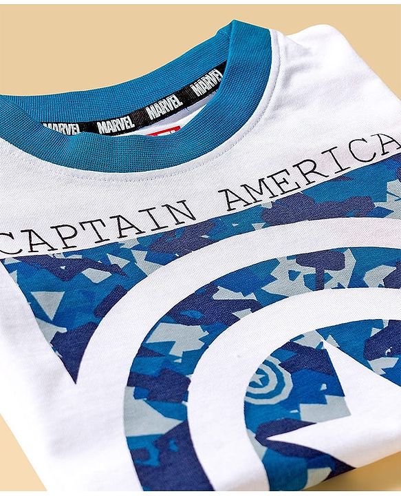 Pine Kids Marvel Single Jersey Knit Drop Shoulder Half Sleeves T-Shirt & Shorts Set With Avengers Graphics & Camouflage Detailing - Multicolor