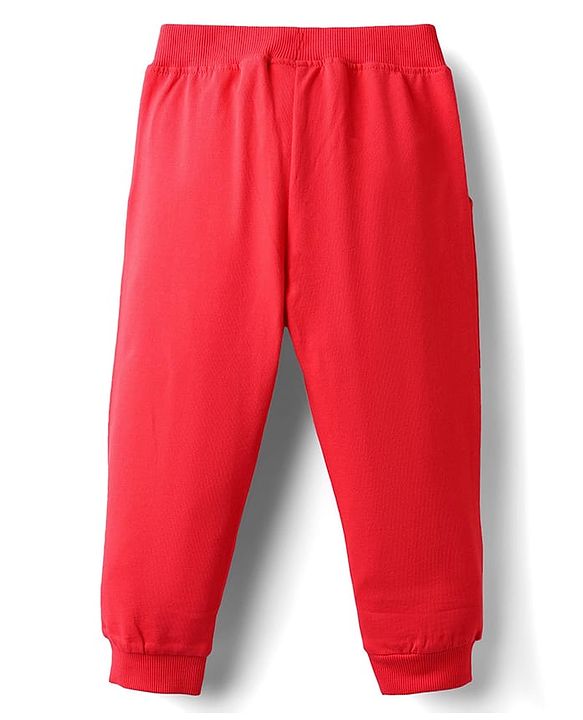 Babyhug Disney Single Jersey Knit Half Sleeves T-Shirt & Track Pant Set with Front and Back Winnie the Pooh Graphic - Blue & Red