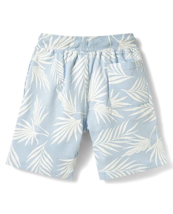 Pine Kids Looper Knit Shorts with Vacay Print - Sky Blue