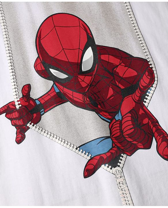 Pine Kids Marvel Single Jersey Knit Half Sleeves T-Shirt With Spiderman Print - White