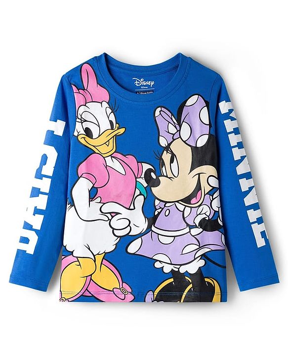 Pine Kids Disney Single Jersey Knit Full Sleeves Night Suit With Minnie & Friends Print - Blue