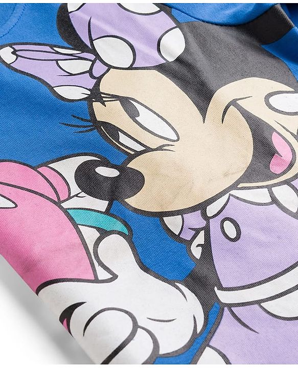 Pine Kids Disney Single Jersey Knit Full Sleeves Night Suit With Minnie & Friends Print - Blue