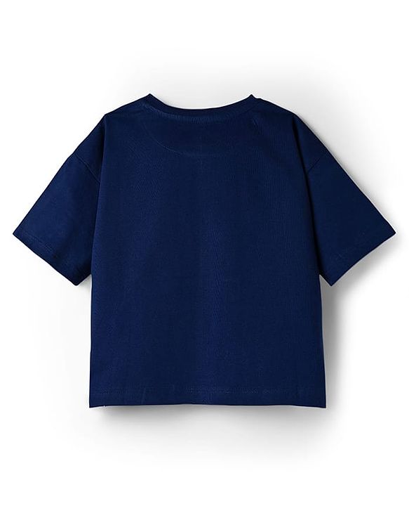 Pine Kids Disney Single Jersey Knit Half Sleeves Oversized T-Shirt With Minnie Mouse Graphics - Navy Blue