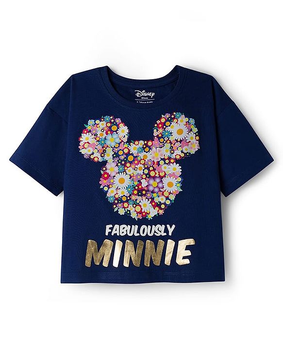 Pine Kids Disney Single Jersey Knit Half Sleeves Oversized T-Shirt With Minnie Mouse Graphics - Navy Blue