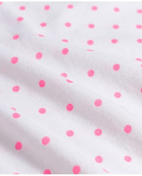 Babyhug Single Jersey Knit Half Sleeves Polka Dots & Floral Printed T-Shirt & Dungaree - White
