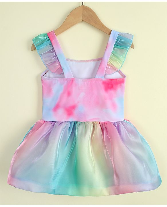 Babyhug Sleeveless Mermaid Printed Frock Swimsuit - Purple