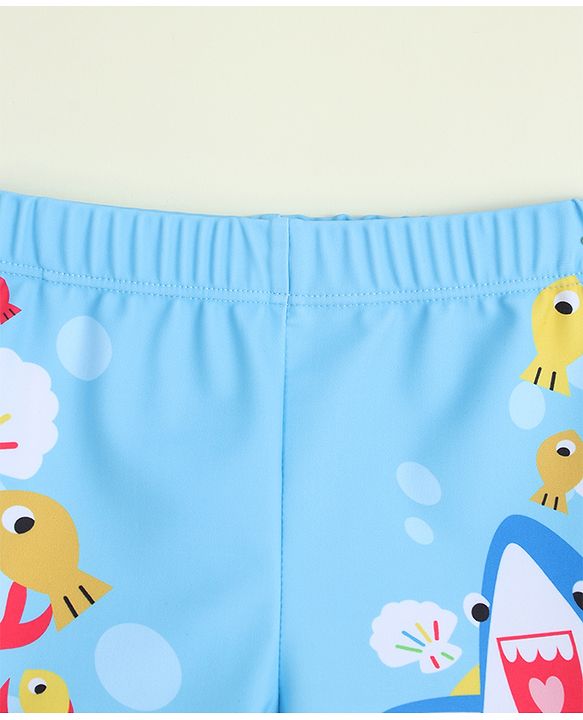 Babyhug Sea Life Printed Swimming Trunk - Light Blue