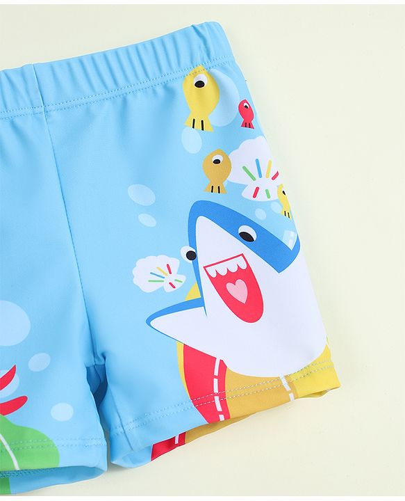 Babyhug Sea Life Printed Swimming Trunk - Light Blue