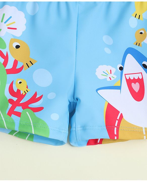 Babyhug Sea Life Printed Swimming Trunk - Light Blue