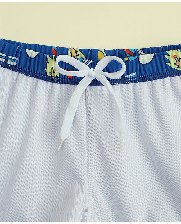 Babyhug Swimming Trunk with Cap & Space Theme Print - Navy Blue