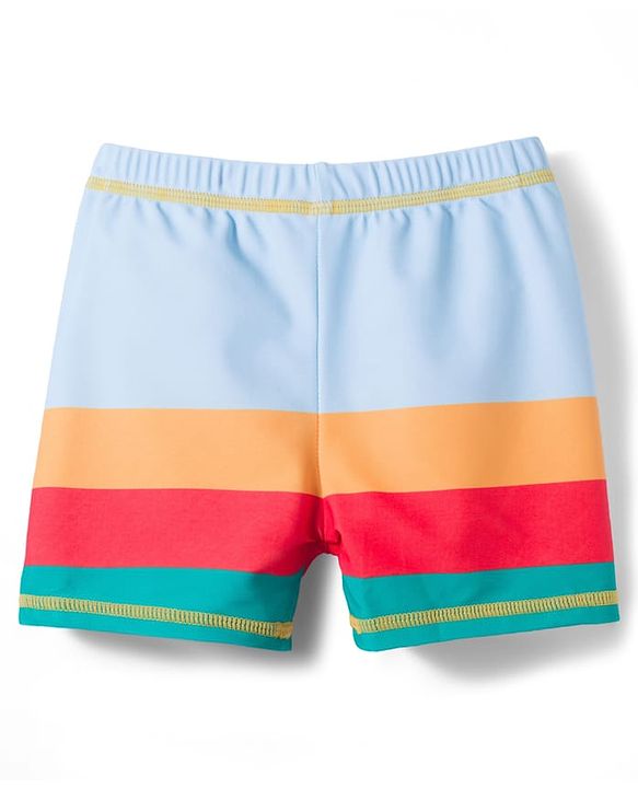 Babyhug Half Sleeves Two Piece Swimsuit with Hot Air Balloon Print - Light Blue