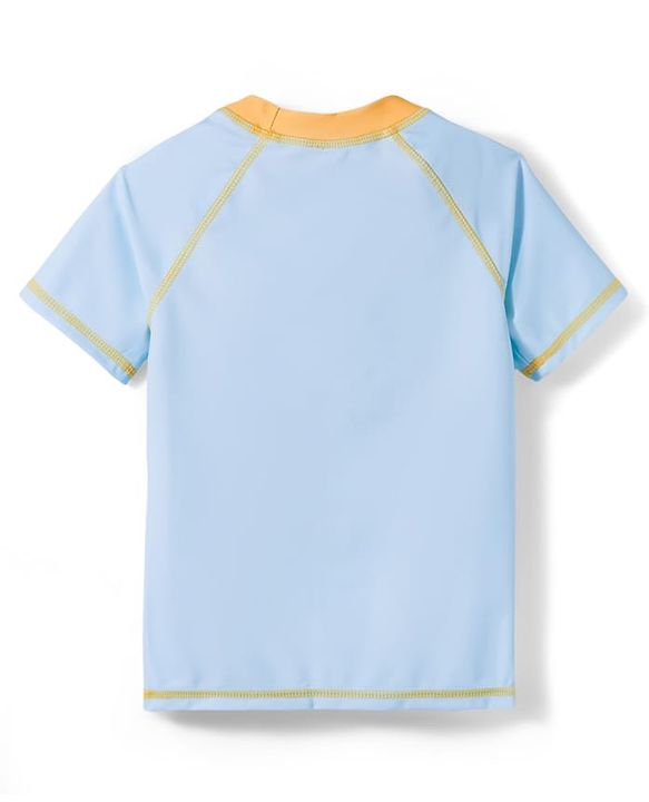 Babyhug Half Sleeves Two Piece Swimsuit with Hot Air Balloon Print - Light Blue