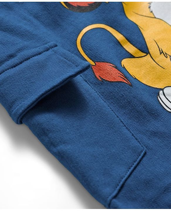Babyhug Disney Single Jersey Knit Dungaree & Half Sleeves Inner Tee With Lion King Graphics - Blue & Yellow