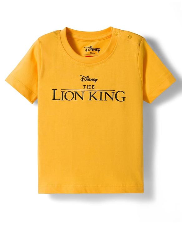 Babyhug Disney Single Jersey Knit Dungaree & Half Sleeves Inner Tee With Lion King Graphics - Blue & Yellow