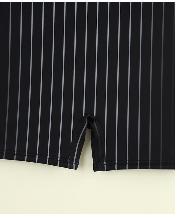 Pine Active Sleeveless Striped Legged Swimsuit - Black