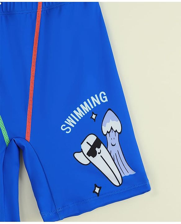 Pine Kids Text Printed Swimming Trunk - Blue