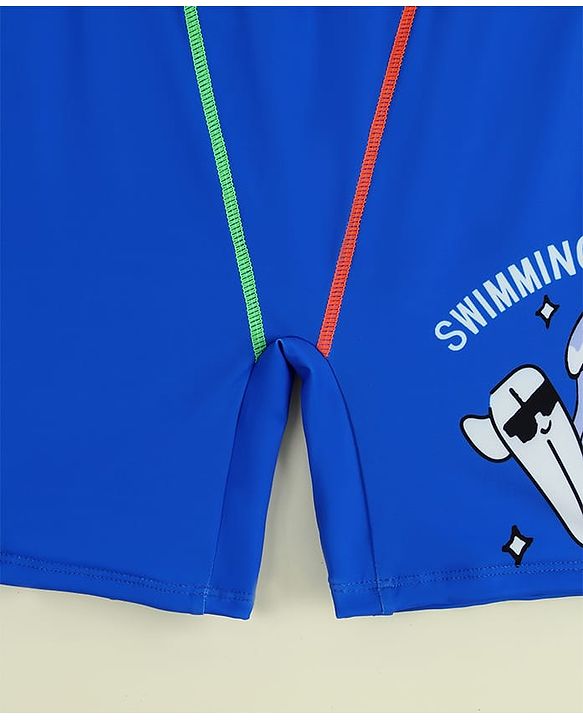 Pine Kids Text Printed Swimming Trunk - Blue