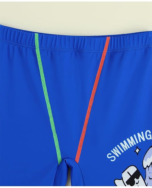 Pine Kids Text Printed Swimming Trunk - Blue
