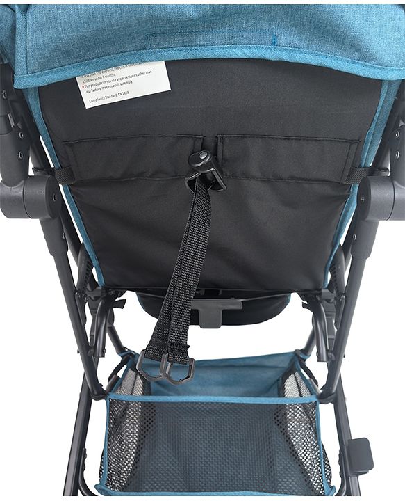 Babyhug Compact Fold Baby Stroller with Trolley Handle & Linked Brake | One-Hand Fold| 5-Point Harness| Multi-Recline Seat| Shock Absorbing Wheels| Concealed Linked Brake  Blue
