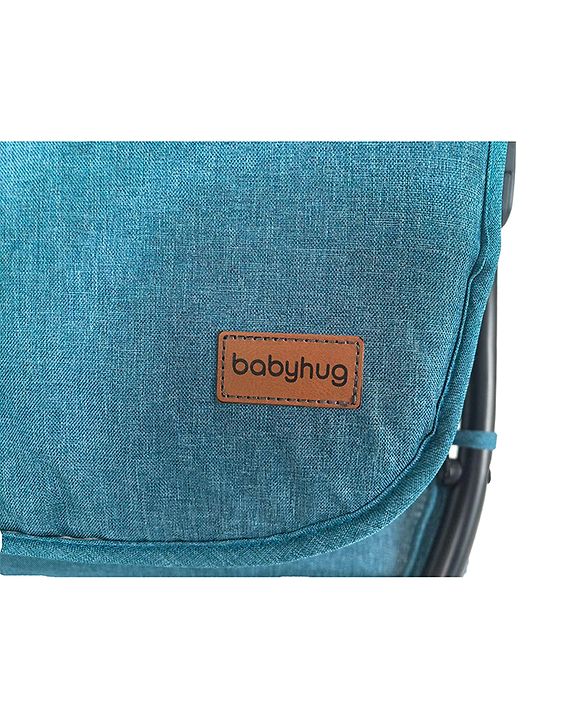 Babyhug Compact Fold Baby Stroller with Trolley Handle & Linked Brake | One-Hand Fold| 5-Point Harness| Multi-Recline Seat| Shock Absorbing Wheels| Concealed Linked Brake  Blue