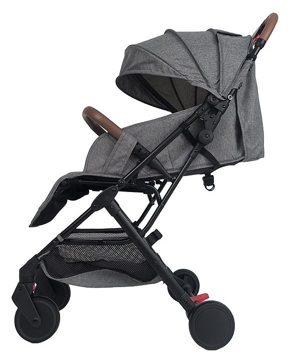 Babyhug Compact Fold Baby Stroller with Trolley Handle & Linked Brake | One-Hand Fold| 5-Point Harness| Multi-Recline Seat| Shock Absorbing Wheels| Concealed Linked Brake  Blue
