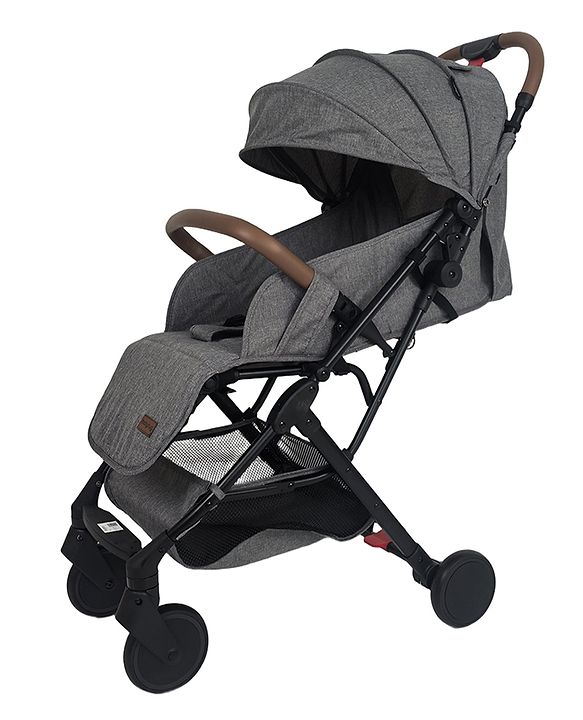 Babyhug Compact Fold Baby Stroller with Trolley Handle & Linked Brake | One-Hand Fold| 5-Point Harness| Multi-Recline Seat| Shock Absorbing Wheels| Concealed Linked Brake  Blue