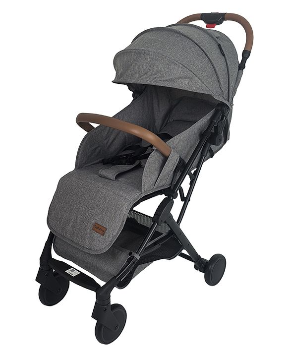 Babyhug Compact Fold Baby Stroller with Trolley Handle & Linked Brake | One-Hand Fold| 5-Point Harness| Multi-Recline Seat| Shock Absorbing Wheels| Concealed Linked Brake  Blue